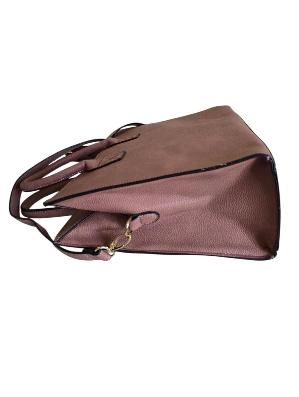 Justfab Women's Mauve Pink Pebbled Faux Leather Large Satchel Tote Handbag - Picture 13 of 16